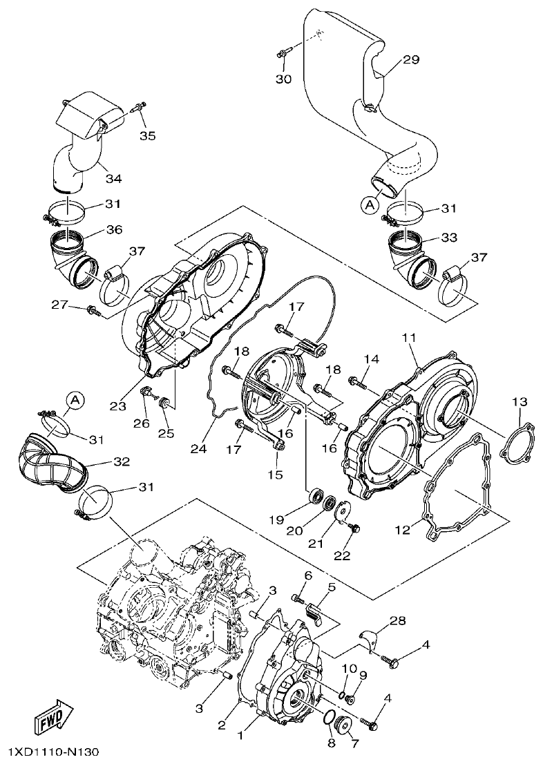 Yamaha VIKING1XP9_2014 CRANKCASE COVER 1 parts diagram